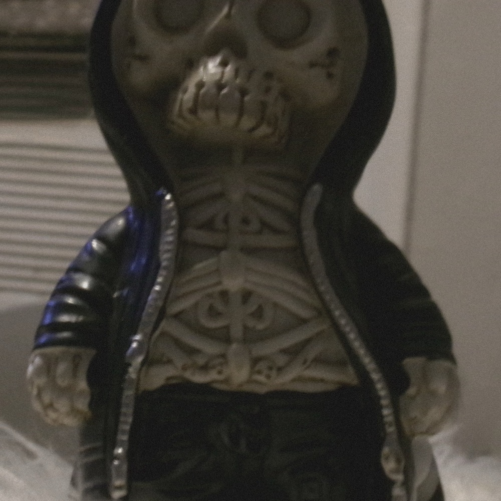 Emo Skeleton Figurine with Black Hoodie
